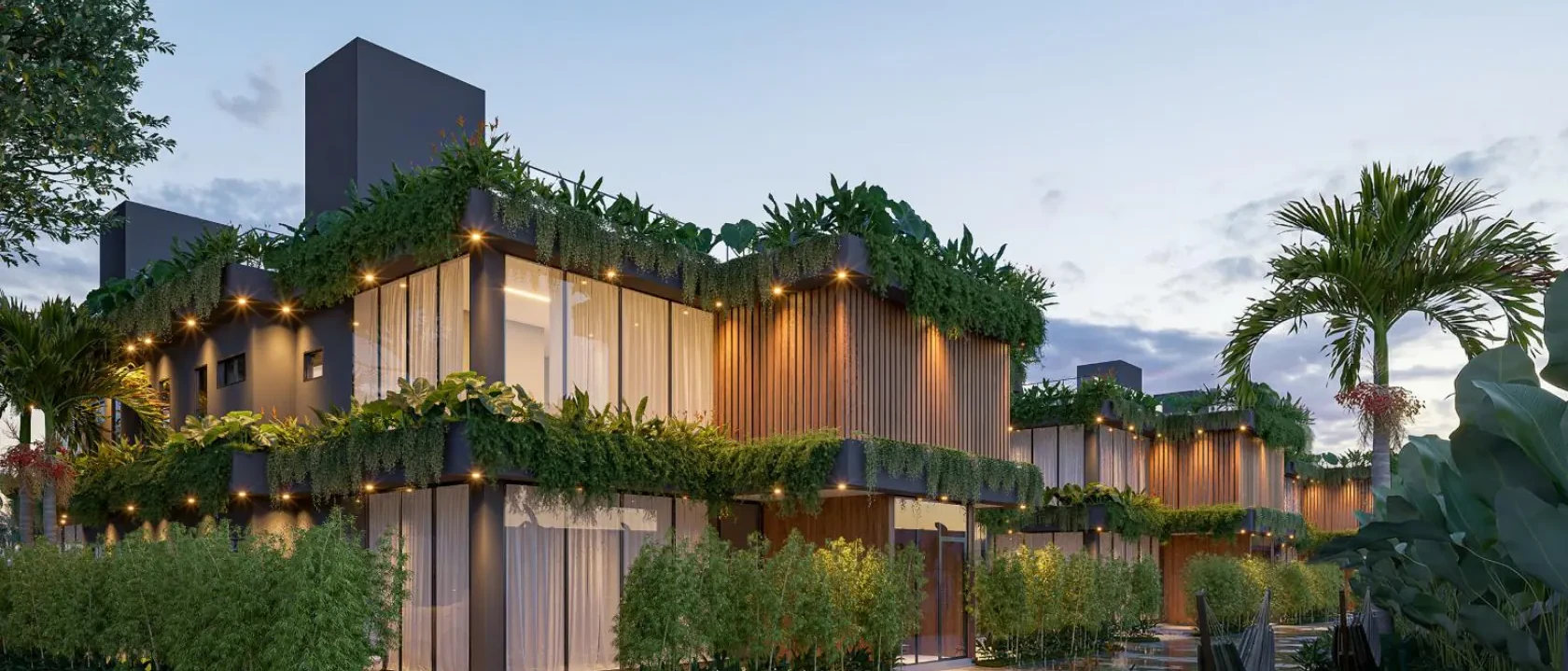 Residências com arquitetura contemporânea e jardins integrados às fachadas